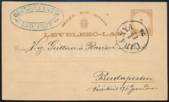 1876 2kr díjjegyes levelezőlap / PS-card "ÚJBÁNYA