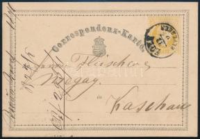 1870 2kr díjjegyes levelezőlap / PS-card "EGER / HEVESBEN"