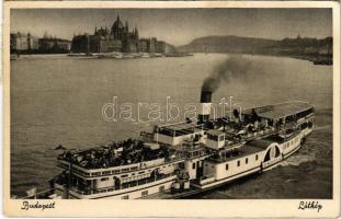 1939 Budapest V. Országház, Parlament, "ZSÓFIA" gőzös, gőzhajó (EK)