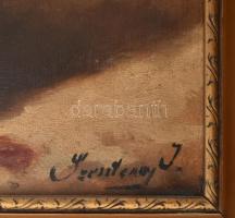 Olvashatatlan (Szentessy?) jelzéssel: Csendélet. Olaj, falemez. Dekoratív fakeretben, 50×35 cm /