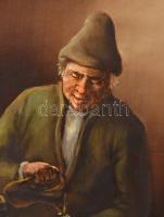 Madarász Gábor (1964-): Borkóstoló. Olaj, fa. Jelezve balra lent. Hátoldalán Budavár Galéria címkéjé...