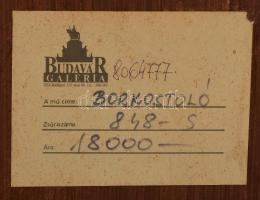 Madarász Gábor (1964-): Borkóstoló. Olaj, fa. Jelezve balra lent. Hátoldalán Budavár Galéria címkéjé...