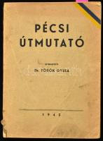 Pécsi útmutató. Szerk.: Dr. Török Gyula. Pécs, 1943, (Dunántúl-ny.), 198 p.+1 t. (kihajtható Pécs-térkép). Gazdag fekete-fehér képanyaggal illusztrált. Kiadói papírkötés, szakadt borítóval, kissé hiányos gerinccel.