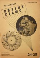 1932-1934 Karel Smrz: Déjny Filmu. Orbis Pictus 1-25. szám. Teljes! Praha,1932-1934, Druzseni Práce. Cseh nyelven. Avantgárd borítókkal. Rendkívül gazdag fekete-fehér szövegközti képanyaggal és egy kétoldalas színes táblával illusztrált. Kiadói levéllel és csekkel. Az utolsó számba (24-25.) kötötték be az 1. ívet, a címlapot. = Kifejezetten a gyűjtők számára. Kiadói papírkötés, az 1. szám borítója sérült, részben javított, néhány borító szakadt, további egy szám hátsó borítója sérült, kissé hiányos. Rendkívül ritka filmművészeti folyóirat! /  Karel Smrz: Déjny Filmu. Orbis Pictus 1-25. number. Complete!. Praha,1932-1934, Druzseni Práce. In Czeh language. With avant-garde covers. With lot of black-and-white photographs and one color table. With publisher letter, and check. It bound the first sheet (the cover...) into the last issue. = Especially for collectors. Papercovers, the first number first cover, one other cover damaged, some cover torn. Very rare movie art newspaper!