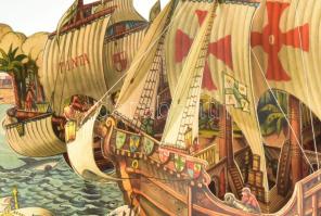 cca 1960 Vojtech Kubasta: Christopher Columbus Genuensis. Santa Maria. Praha, én., Artia. Térbeli me...
