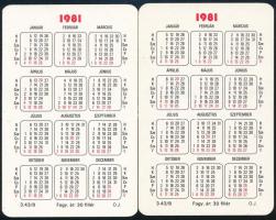 1981 Moszkvai olimpia olimpikonjainak aláírásai 2 db 1981-es kártyanaptáron, közte Kocsis Ferenc (ar...