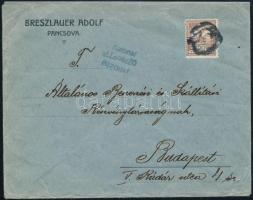 ~1914 Levél Turul 20f bélyeggel és Pancsova szükségbélyegzéssel / Cover with auxiliary postmark