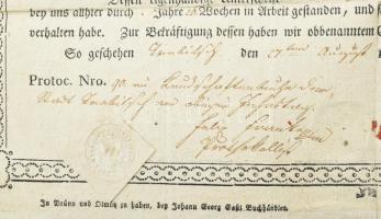 1811 Bruno (Brünn) morva város képével illusztrált, nagyméretű, Trebic-i (Trebitsch) mészáros részér...