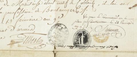 1800 Heidelberg város képével illusztrált nagyméretű céhlevél, német nyelven, papírfelzetes viaszpec...