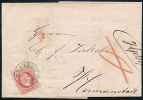 1871 5kr levélen / on cover, kék / blue "RUSZKBERG" - Hermanstadt
