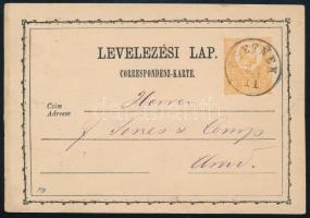 1872 2kr díjjegyes levelezőlap / PS-card CSETNEK