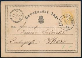 1871 2kr díjjegyes levelezőlap / PS-card 