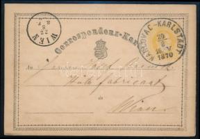 1870 2kr díjjegyes levelezőlap / PS-card "KARLOVAC-KARLSTADT" - Wien