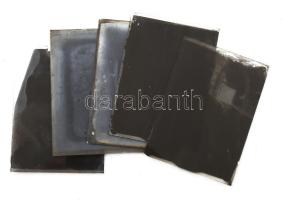 cca 1930 Vegyes üvegnegatív tétel, 5 db, Esztergom, Euch. Kongresszus, kielboat fotó, dunai hajó, st...