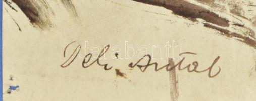 Deli Antal (1886-1960): Aktok. Tus, papír, jelzett, sarkaiban kartonra rögzítve, 24,5×25,5 cm