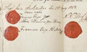 1808 Jászárokszállási kántor 2 db fizetési íve, latin nyelven, viaszpecsétekkel, hajtásnyomokkal, la...