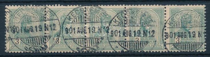 1900 Turul 3K ötöscsík / Mi 69 stripe of 5