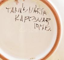 Habán másolat tányér, mázas kerámia, jelzéssel, kis kopással, d: 25 cm