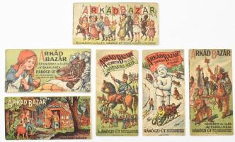 cca 1910 Árkád Bazár, Késmárky és Illés Játékáruháza, 6 db különféle számolócédula
