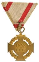 1908. "Katonai Jubileumi Kereszt" aranyozott bronz kitüntetés mellszalagon T:XF
Hungary 1...