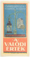 cca 1920 "A valódi érték", Fővárosi Sörfőző Rt. Budapest Kőbánya számolócédula