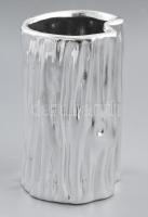 Ezüst színű fatörzs váza, jelzés nélkül, kis kopással, m: 17 cm