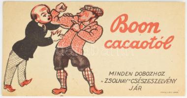 1930 "Boon cacaotól minden dobozhoz Zsolnay csészeszelvény jár" számolócédula