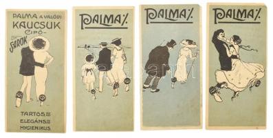 cca 1920-1930 Palma cipősarok számolócédula, 4 db különféle