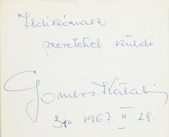 Gombos Katalin (1929-2012) dedikációja az őt ábrázoló fotó hátoldalán