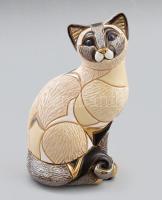 Macska. Olasz iparművész szobor, laparanyozott és lapplatinázott díszítéssel, jelzéssel, hibátlan, m: 17,5 cm