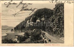 1905 Vágsziklás, Szkalka-Benedek, Skalka nad Váhom (Trencsénteplic, Trencianske Teplice); Vágvölgy. Apátsági romok. Kiadja Wertheim Zsigmond / abbey ruins in Povazie, Váh valley (EK)