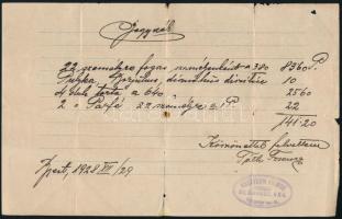 1928 Ruszwurm cukrászda dekoratív fejléces számla, jó állapotban