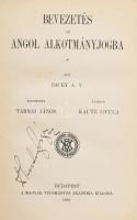 Dicey A.V.: Bevezetés az angol alkotmányjogba. Bp., 1902, MTA. Kiadói egészvászon kötés, jó állapotban.