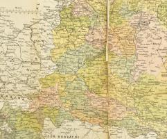 1876 A Magyar Szent Korona Országainak helyiségi, ország és vasúti térképe. 75x55 cm Erősen sérült, ...