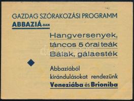 1936 Abbázia, húsvéti különvonat árjegyzék 4p.