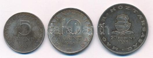 1948. 5Ft Ag "Petőfi" + 10Ft Ag "Széchenyi" + 20Ft Ag "Táncsics" "...