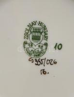 3 db: Zsolnay pillangó mintás váza m: 8 cm + 2 kis tálka d: 8 cm . Kézzel festett, jelzett, hibátlan