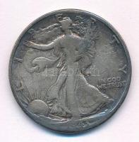 Amerikai Egyesült Államok 1943. 1/2$ Ag Walking Liberty T:F patina USA 1943. 1/2 Dollar Ag Walking Liberty CF patina Krause KM#142