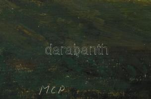 Molnár C. Pál (1894-1981): Hegyvidéki táj. Olaj, falemez, jelzett. Hátoldalán korabeli címkén felira...