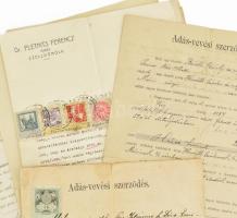 1893-1943 Vegyes okmánybélyeges irat tétel, benne 1K; 50 kr; 2 db 1 K.; 1 db 30 f.;1 db 1 K 50f és 3...