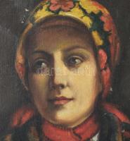 Temesváry jelzéssel: Menyecske. Olaj, vászon, sérült. Dekoratív fakeretben. 63x50 cm