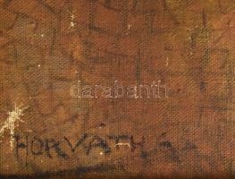 Horváth A jelzéssel, XX. sz. eleje: Hölgy rózsával. Olaj, vászon, sérült. Dekoratív, kissé sérült fa...