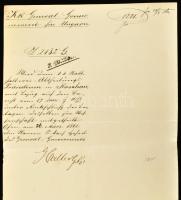 1860 Pest, Gróf Haller Ferenc (1786 - 1875) tábornok aláírása hivatalos iraton, Des Königreichs K. K...