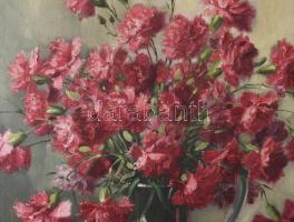 Strausz (Strauss) Pál (?-?) XX. sz. első fele: Csendélet. Olaj, vászon, jelzett. Dekoratív fakeretbe...