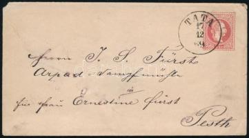 1869 5kr díjjegyes boríték / PS-cover "TATA" - Pesth