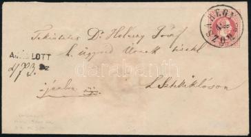 1869 5kr díjjegyes boríték 2 x 5kr díjkiegészítéssel ajánlott küldeményként feladva "RÓZSAHEGY", 1869 5kr Registered PS-cover with 2 x 5kr additional franking "RÓZSAHEGY"