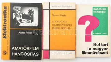 Nemes Károly: A Nyugati filmművészet konfliktusa + Nemes Károly: Hol tart a magyar filmművészet + Kádár Péter: Amatőrfilm hangosítás. Mind kiadói papírkötés.