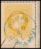 1870 2kr díjjegyes levelezőlap / PS-card, kék / blue "MONOR" (Gudlin 300 p)