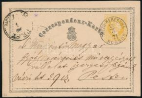1871 2kr díjjegyes levelezőlap / PS-card "MEZŐ-KERESZTES / BORSOD" (Gudlin 700 p)