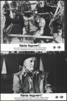 cca 1984 ,,Ránts fegyvert!" című amerikai westernfilm jelenetei és szereplői (főszereplő Kirk Douglas, James Coburn, Alexandra Bastedo), 6 db vintage produkciós filmfotó ezüst zselatinos fotópapíron, a használatból eredő (esetleges) kisebb hibákkal, 18x24 cm